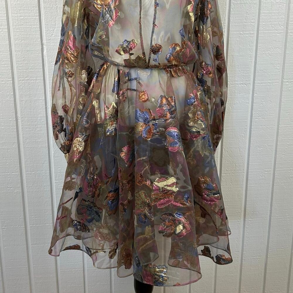 Vintage Victor Costa Organza Floral Coat Dress Designer Evening Formal Size 8 - Picture 5 of 13
